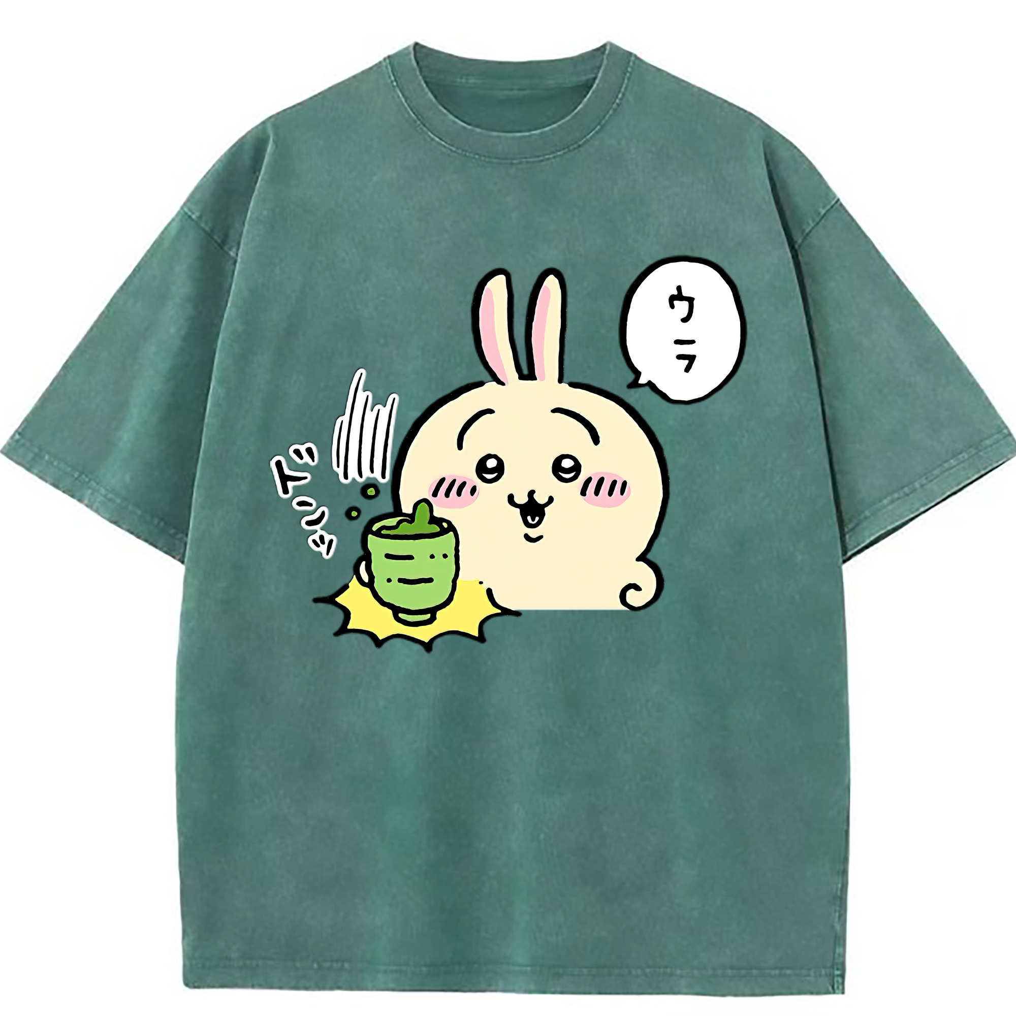 （画像用） ちいかわ うさぎ Chii-kawa usagi 綿100% ヴィンテージ風 半袖Tシャツ（フロントプリント）